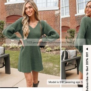 Cupshe Green Long Sleeve Knit Dress